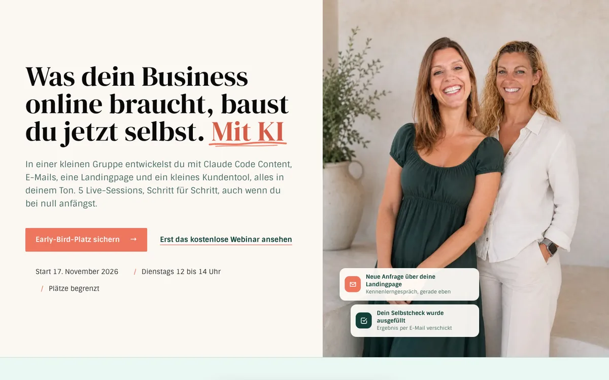 The machbar course landing page